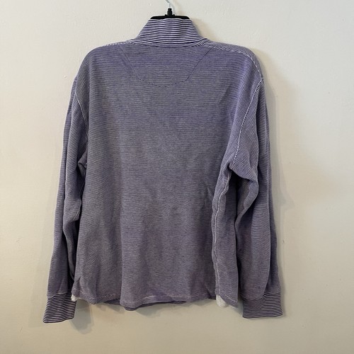 Robert Graham Men's Pullover Sweater Size L Purple Striped 1/4 Zip 100% Cotton - Picture 4 of 12