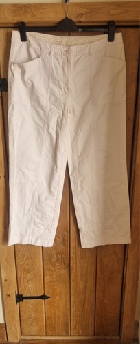 NEXT very Pale pink almost white wide legged Crop summer trousers size 18 long