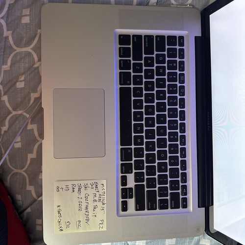Parts-Apple MacBook Pro 15" Early 2011 2.0ghz 4GB RAM NO BATTERY or HD  DF8V - Picture 2 of 10