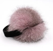 SURELL FOX FUR EM W/PATENT DUSTY ROSE