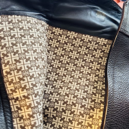 ¡NUEVO! Botas de montar altas Tory Burch tacón bloque cuero granulado marrón talla 8,5 M - Imagen 8 de 10