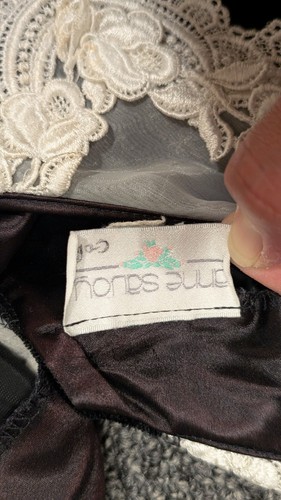 VINTAGE Anne Savoy Dress Girls Black Velvet Lace Trim Velour Prairie Peasant - Picture 5 of 11