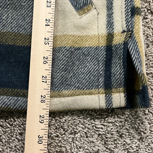 Vintage Herren M blau gold kariert schwere Wolle Shacket Hemdjacke - Bild 11 von 15