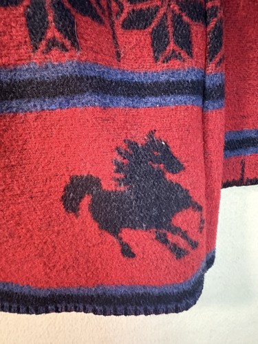 Rhonda Stark Wool Barn Coat Women’s Large Vintage Aztec Southwestern Horses - Picture 11 of 12