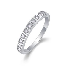 Real D Color Moissanite Half Eternity Band Engagement Ring 925 Sterling Silver