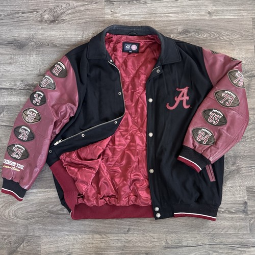 VTG RARE Alabama Crimson Roll Tide Varsity Letterman Jacket Men’s 3XL Leather