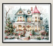 Victorian House 3 - DIY Chart Counted Cross Stitch Patterns Needlework DMC Color