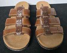 Clarks Collection-Leisa Spring US Sz 8M Brown Slide Sandals Excellent Pre-owned
