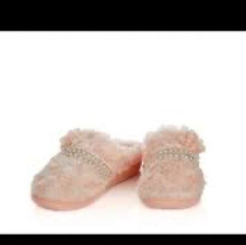 Joan Boyce Damen-Hausschuhe die schöne Lisa Kunstfell & Perlen Größe L 9-10 Geschenktüte!