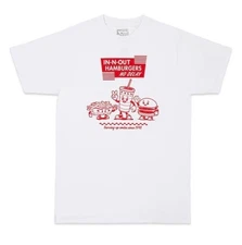 In N Out Burger WHITE T-Shirt XL SERVING UP SMILES T-SHIRT