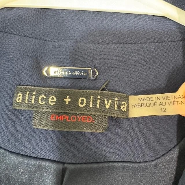 Blazer Alice + Olivia Mujer 12 Azul Marino EMPLEADO Manga Acanalada Chaqueta de Trabajo Foto 3 de 4