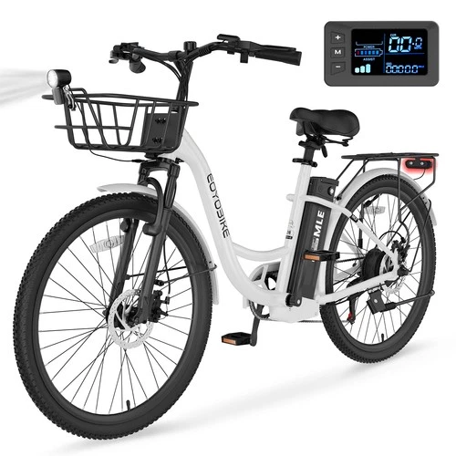 EOYOBIKE 24" 26" Electric Bike for Adults 700W Peak 7-Speed City Cruiser Ebike