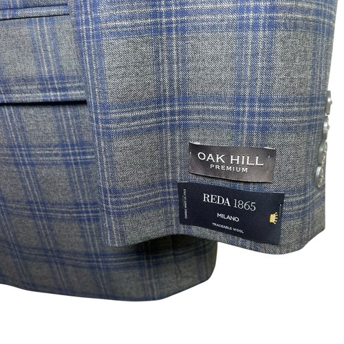 NUEVO CON ETIQUETAS Abrigo Deportivo Lana Oak Hill Blazer Gris Cuadros Talla 52L Pecho Único 2 Botones - Imagen 2 de 10