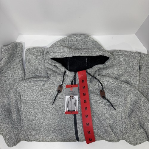 Sudadera con capucha forrada de lana de montaña Rugged Elements para hombre, gris, M - Imagen 3 de 3