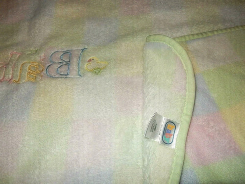 7D !WOW! Baby Connection Duck Bear Pastel Squares Blocks plush Crib blanket - Picture 4 of 7