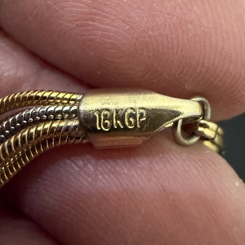 Vintage 18KGP 2-tone Gold & Silver Multi Strand Snake Chain 7.5” Bracelet 9g. - Picture 12 of 12
