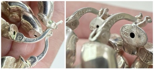 MILOR Sterling Silver Checkerboard San Marco Necklace Bracelet Earrings 3pc Set - Picture 8 of 23