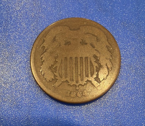 U.S. Civil War Era 1864 Copper Two Cent Coin #227 - Picture 2 of 2