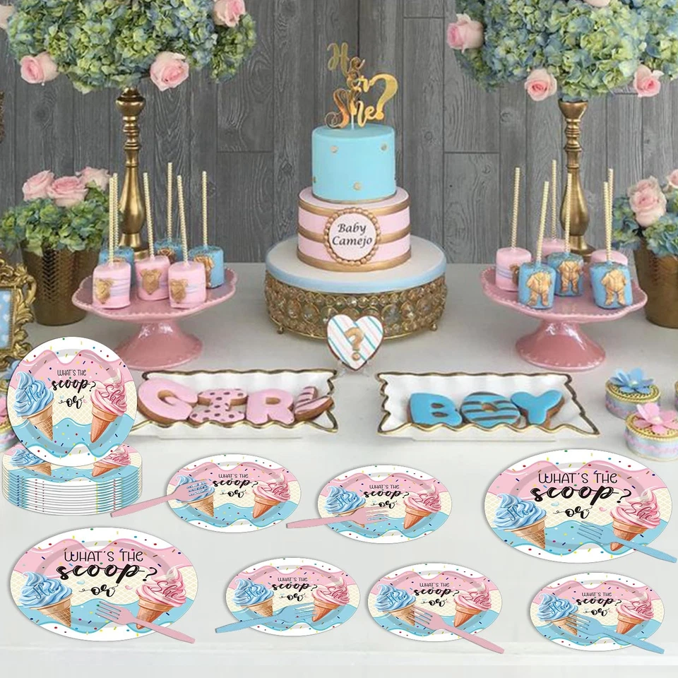 96PCS Whats The Scoop Plates and Napkins Party Supplies Whats The Scoop Gende... - Image 2 of 4