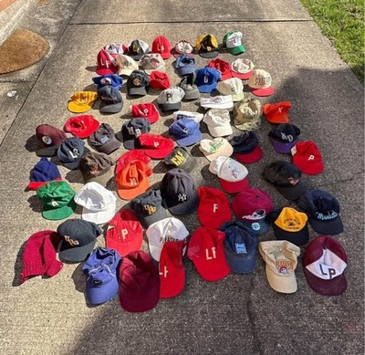 Vintage Lot Of 60 Trucker Hats Snapback Caps Fitted Sports Baseball Travel More