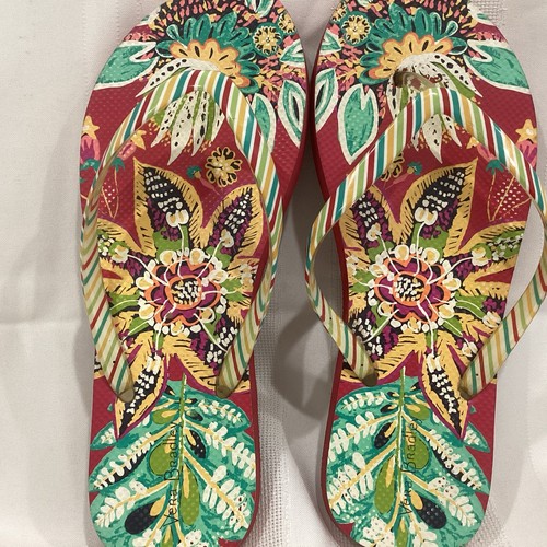 Vera Bradley Flip Flops Sandalen Rumba tropisches Blumenmuster Größe 7-8 - Bild 2 von 6