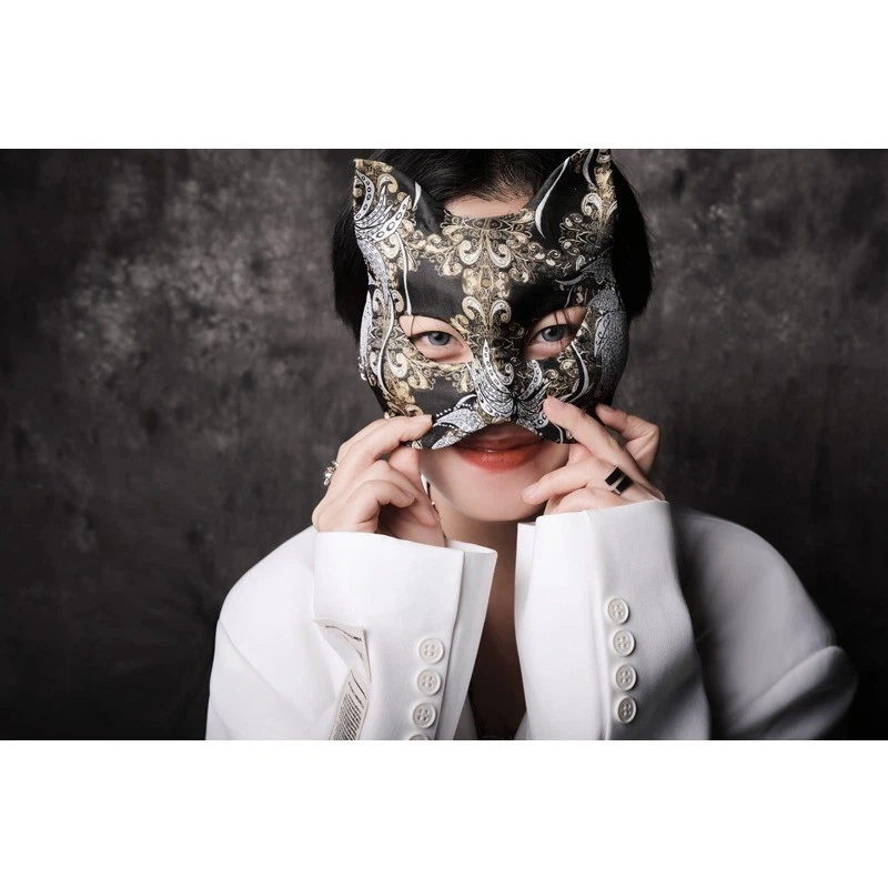 Women Mask Cosplay Fox Spirit Matchmaker Eye Mask Gold Foil Halloween Display - Image 4 of 4