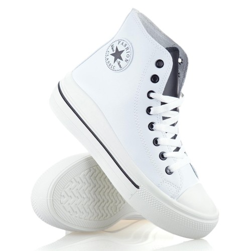 Ladies Womens Casual Hi Top Faux Leather Walking Gym Sports Trainers Shoes Size - Picture 4 of 32
