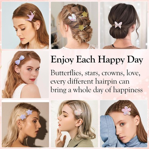 16 Pcs Hair Clips Set Sparkly Metal Snap Barrettes for Girls - Picture 5 of 5