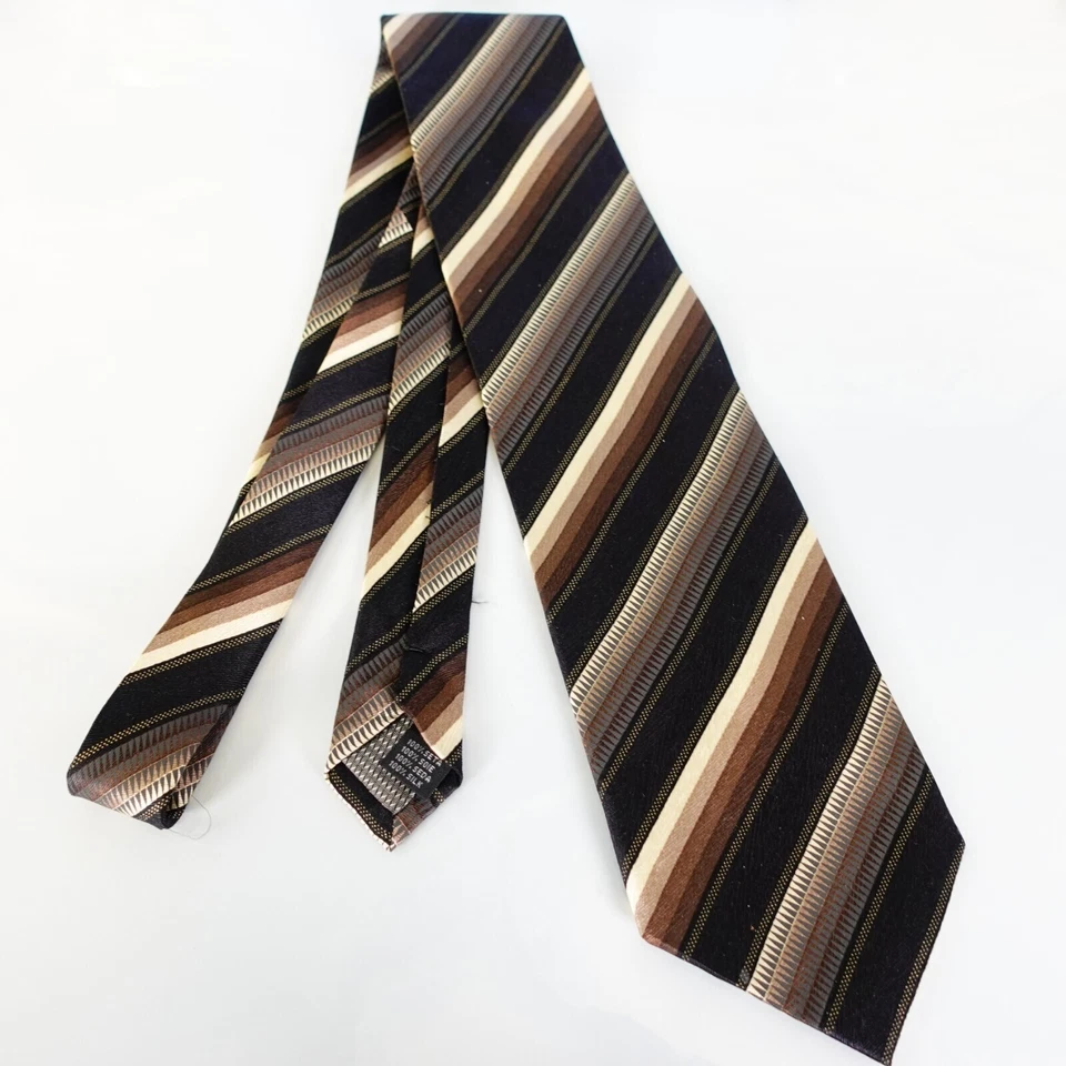 HARVE BENARD Corbata Cuello Para Hombre Rayas Marrón Seda Sólido Alta Gama Tejido Traje Vestido Foto 3 de 4