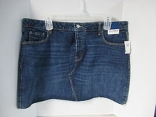 OLD NAVY DEMIN JEAN S MINI SKIRT DARK BLUE SZ 18  RAW HEM  NWT MSRP 39.99