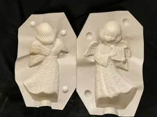 VINTAGE CHRISTMAS CHOIR SINGING ANGEL W/ HARP SLIP CASTING CERAMIC POTTERY MOLD