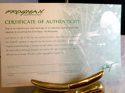 Replacement COA for your LOST COA Frogman Tim Cotterill coa only CERTIFICATE - Picture 5 of 5