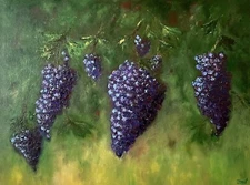 Abstract painting Minimalist Landscape original "Grape Season",40x30x1.5"