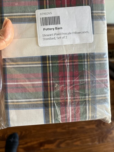 Pottery Barn PLAID Disney Christmas Stewart gift holiday party Pillowcase SET 2 - Picture 18 of 19