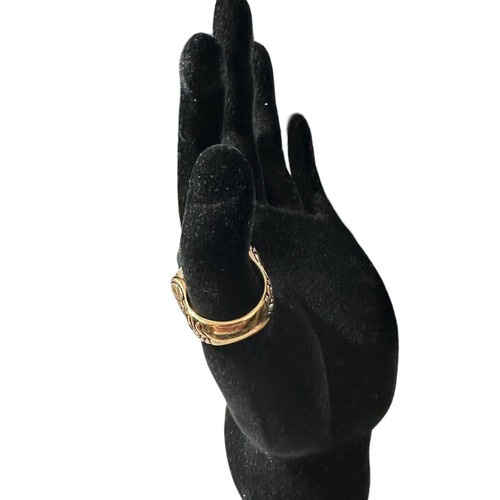 Vtg Barse Thailand Gold Tone Scroll Leaf Large Howlite Cabachon Ring Sz 8 Unisex - Picture 8 of 17