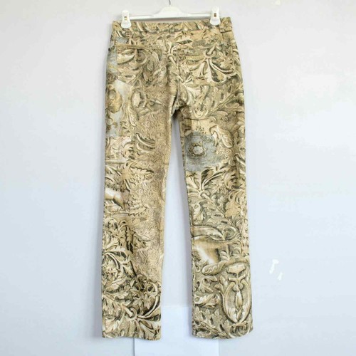 Vintage ROBERTO CAVALLI Jeans Pants Printed Renaissance Trousers Size S - Picture 3 of 10