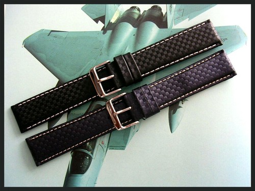 20mm Blue XL Carbon Fiber Sport watch band nylon strap IW SUISSE 18 19 22 24mm - Picture 1 of 7