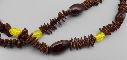 Collar vaina de nuez Kukui semilla koa hawaiano vintage 23" largo doble hilo cuentas - Imagen 6 de 8