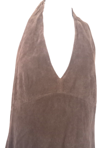 Vintage Banana Republic Brown Suede Halter Top Size Large - Picture 2 of 4