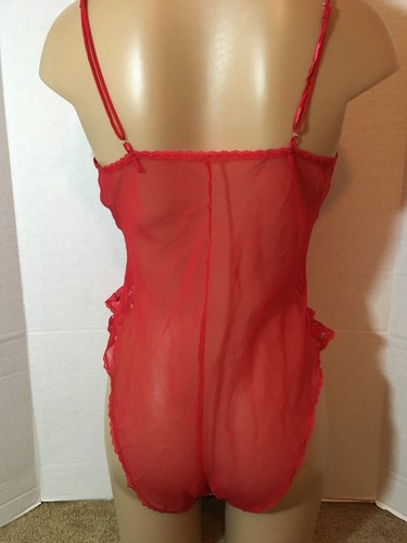 Vtg VICTORIA'S SECRET Lace CHIFFON Bodysuit Teddy GOLD LABEL Floral BEADED SHEER - Picture 3 of 6