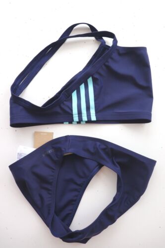 ADIDAS 3 STRIPES FITTED SPORTY FITNESS TRAINING BIKINI NAVY GT6006 WOMEN UK32" S - Picture 3 of 10