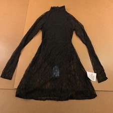 ASOS DESIGN Womens Size 4 Black Lace Overlay Bodysuit Flippy Mini Dress NWT