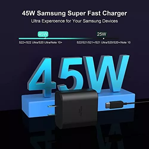 45W Super Fast Charger Plug & 6FT Cable For Samsung Galaxy S24 S23 S22 S21 S20 - Picture 5 of 13