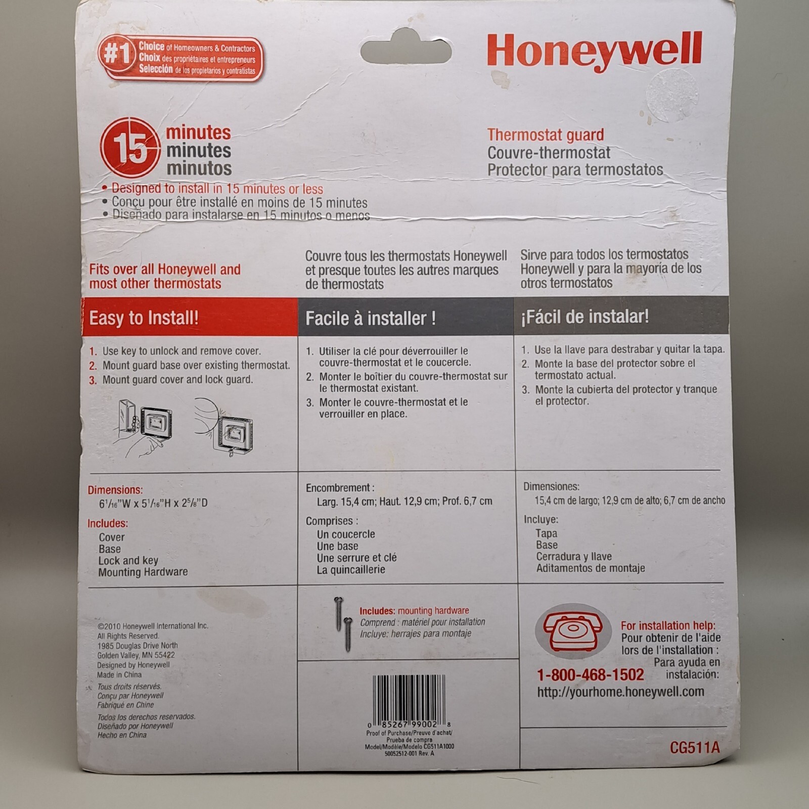Honeywell Thermostat Guard CG511A Locking Temperature Control Cover NEW