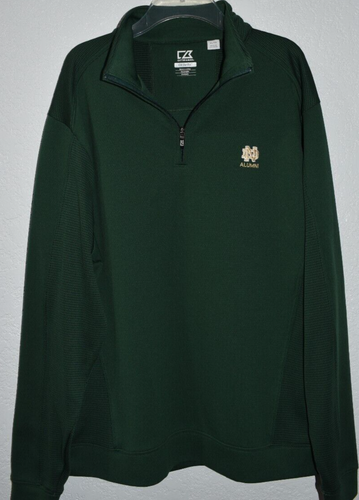Notre Dame Alumni Men’s L Shirt 1/4 Zip Fighting Irish GREEN Cutter & Buck Pique - Picture 6 of 21