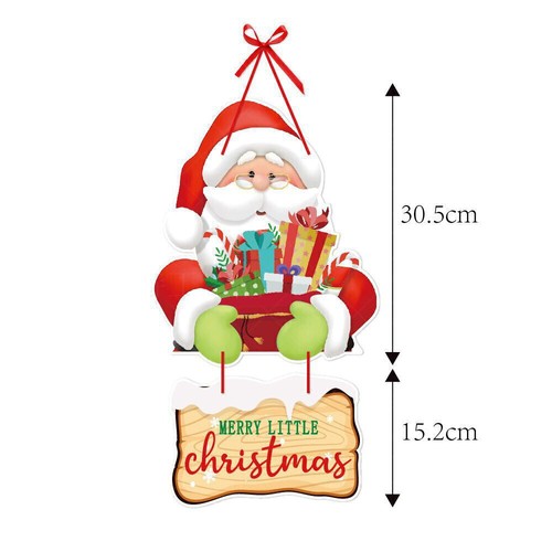 Christmas Santa-Claus Snowman Sign for Front Door Window Wall Hanging Decoration - Picture 6 of 13