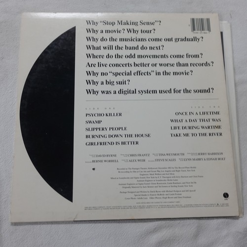 Talking Heads Stop Making Sense LP Vinyl Record Album - Picture 2 of 5