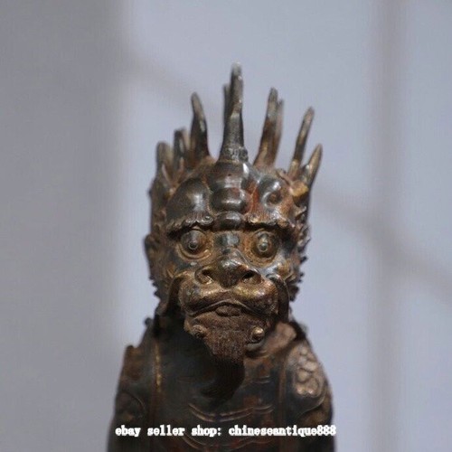 10" Antigua Dinastía Cobre Feng Shui Kylin Unicornio Qilin Chi-lin Dragón Bestia Estatua - Imagen 7 de 9