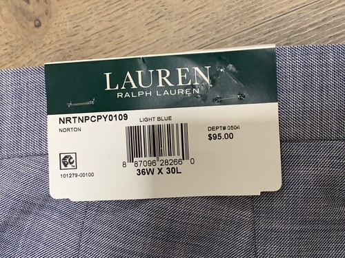 Pantalones de vestir Lauren Ralph Lauren para hombre nuevos con etiquetas 36W x 30L azul claro jaspeado - Imagen 4 de 7