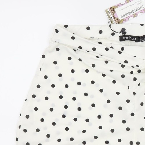 Boohoo Womens White Polka Dot Polyester Blend Hot Pants Shorts Size W28 L20 - Picture 6 of 12